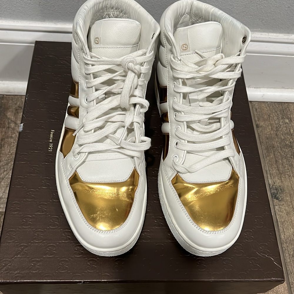 Gucci Men Sneakers (368494A3820) White/Gold - Picture 4 of 12